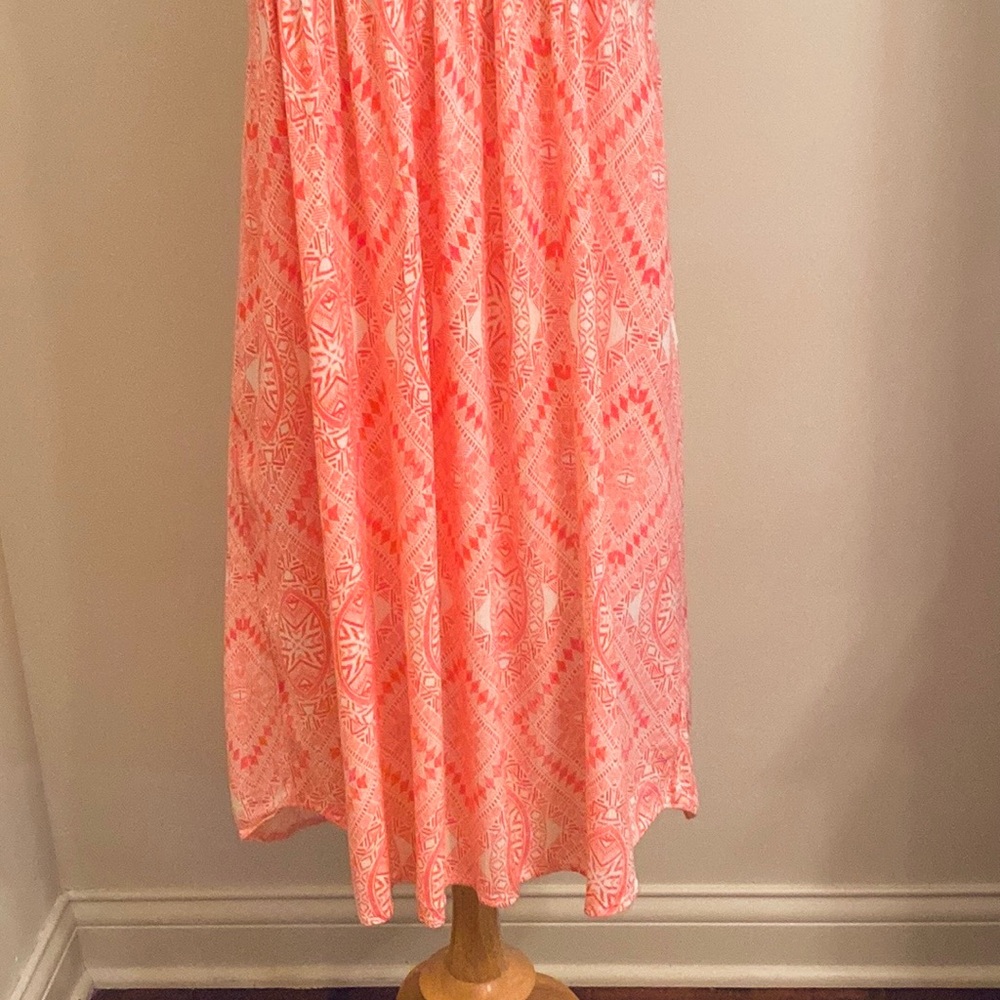 Maurices Cream Orange Crochet Geometric SZ M Boho Coastal Festival Gauzy Dress - Picture 3 of 11